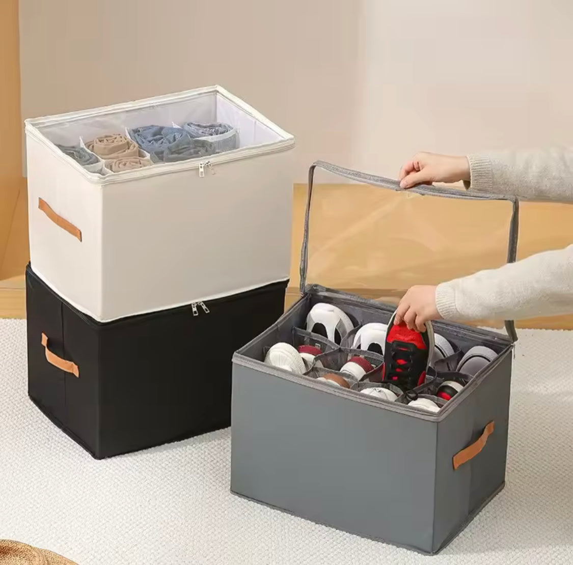 Multifunctional Foldable Clothes Organizer, Dustproof and Washable Storage Box, Foldable Shoe Organizer Multifunctional Foldable Clothes Organizer, Dustproof and Washable Storage Box, Foldable Shoe Organizer
